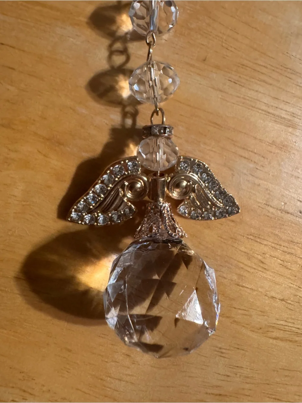 Angel Gold Tone Rhinestone Acrylic Metal Keychain